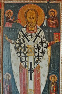 RUSSLAND, St. Petersburg, St. Nikolaus-Ikone mit Szenen aus seinem Leben (Kirche St. Nikolaus in Ozerevo) von Unbekannter Künstler