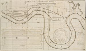 Ralph Walkers vorgeschlagener Plan der Wet Docks in Wapping, London