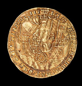 Seltene englische Münze, Gold Ryal, Königin Mary (Bloody Mary) auf Schiff mit Schwert und Schild von Unbekannter Künstler