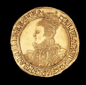 Seltene englische Münze, Porträt von Königin Elizabeth I., Gold Pound