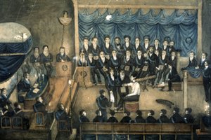 Aufnahme eines Maurers in eine Loge, ca. 1820 (Aquarell)
