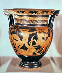 Rotfigurige Vase, die den Kampf zwischen den Kentauren und den Lapithen darstellt
