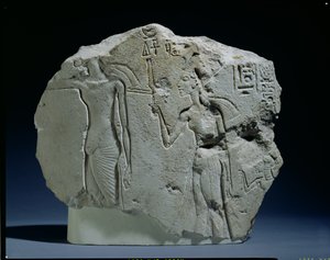 Relief eines nubischen Soldaten mit Bogen, Amarna