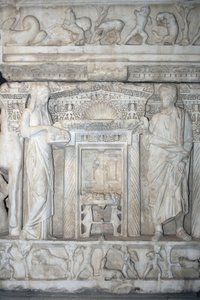 Relief auf römischem Sarkophag Sidamara-Typ/Istanbul Museum/Türkei