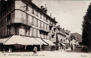 Rhone Alpes, Savoie (73), Albertville: Blick auf den Quai des Allobroges - Postkarte Ende 19. Anfang 20. Jahrhundert