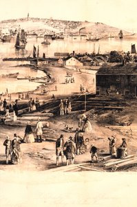 Rechtes Vierteldetail der Gravur des Hafens von Portland von Unbekannter Künstler