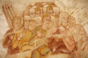 Gemälde in der Abtei Saint-Savin: Abraham und seine Anhänger im Kampf, Saint-Savin-sur-Gartempe, Frankreich
