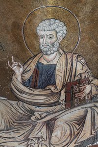 Mosaik des Heiligen Petrus in der Kathedrale Santa Maria Nuova, 12. Jahrhundert, Monreale, Sizilien