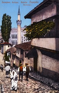 Sarajevo, Hauptstadt von Bosnien-Herzegowina Anfang des 20. Jahrhunderts (Postkarte) von Unbekannter Künstler