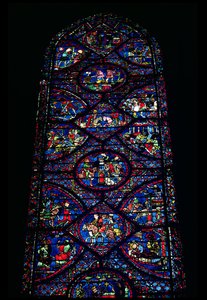 Szenen aus dem Leben Karls des Großen (747-814) aus dem Chorumgang, ca. 1215-35 (Buntglas)
