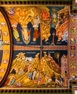 Szenen aus dem Neuen Testament, Byzantinische Minas-Kathedrale mit bunten Fresken, Heraklion von Unbekannter Künstler