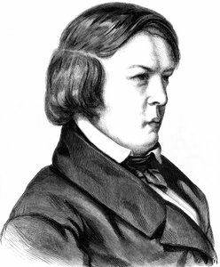 Robert Schumann, deutscher Komponist, geboren am 08.06.1810 in Zwickau, gestorben am 29.07.1856 in Endenich bei Bonn, Holzstich um 1860 von Unbekannter Künstler