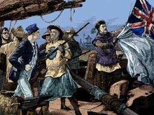 Zweiter Opiumkrieg: Chinesische Beamte reißen die britische Flagge auf dem Schiff Arrow herunter