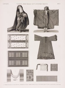 Serie von Illustrationen verschiedener Textilien von Unbekannt