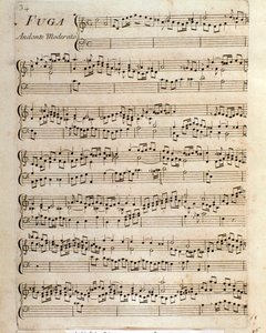 Notenseite für Fuge in Stücken für das Cembalo von Domenico Scarlatti von Unbekannter Künstler