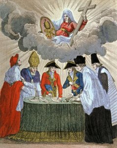 Unterzeichnung des Konkordats zwischen Napoleon und Papst Pius VII. (1801), 19. Jahrhundert von Unbekannter Künstler