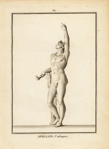 Statue des Apollo Coelispex, nackt, mit brennender Fackel