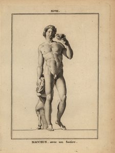 Statue des Bacchus, römischer Gott des Weins, nackt mit einem Satyr