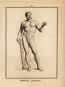Statue des Hercules Pomarius, römischer Held und Gott, mit einem großen Keule von Unbekannt