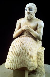 Statue des Beamten Ebih-Il, aus dem Tempel der Ishtar in Mari, Hit, Irak, Mittlerer Euphrat, Sumerisch, Frühdynastische Periode, ca. 2500 v. Chr.