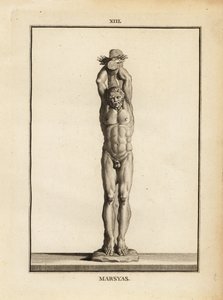 Statue des Satyrs Marsyas, der Apollons Strafe erhält, lebendig gehäutet
