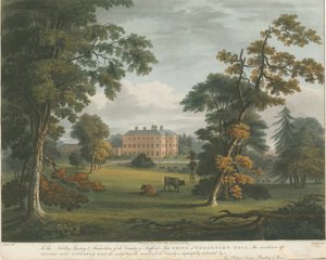 Teddesley Hall: kolorierte Aquatinta, undatiert [ca. 1825] von Unbekannt