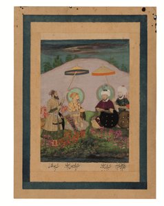 Der Mogulkaiser Shah Jahan mit seinem Vorfahren Timur von Unbekannter Künstler