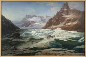 Das Eismeer, Öl auf Leinwand von Claude Hugard de la Tour (1818-1886), Darstellung einer Ansicht der Alpen