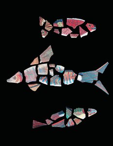 Drei Mosaik-Fischfragmente, ptolemäisch-römische Zeit, ca. 1. Jahrhundert v. Chr. - 3. Jahrhundert n. Chr. von Unbekannt