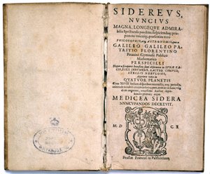 Titelseite aus Galileos Buch über astronomische Theorie von Unbekannt