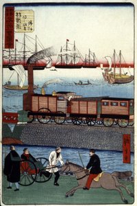 Verkehr in einem japanischen Hafen von Unbekannter Künstler