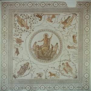 Triumph des Neptun und der vier Jahreszeiten, römisch, aus La Chebba, 4. Jahrhundert n. Chr. (Mosaik) von Unbekannt