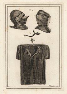 Zwei Ansichten eines besonderen Helms im Tower of London von Unbekannt