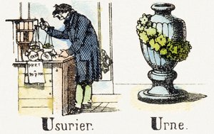 U - Wucherer - Urne - Kinderunterhaltungsalphabet ca. 1890 (Lithographie)