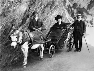 Vereinigtes Königreich: Eine von einem Esel gezogene Invalidenkutsche. 1906 von Unbekannt