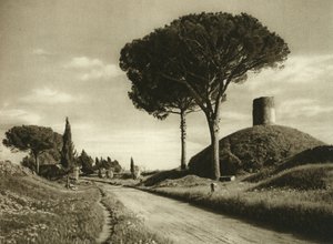 Ansicht der Via Appia. Es ist eine der wichtigsten römischen Straßen mit vielen noch sichtbaren Überresten von Unbekannt