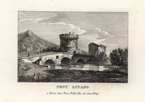 Ansicht der Lucano-Brücke und des Mausoleums der Plautii, auf dem Weg nach Tivoli von Unbekannt