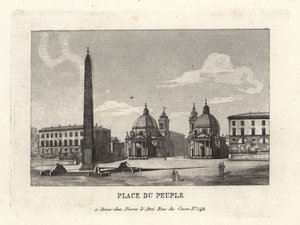 Ansicht der Piazza del Popolo mit einem ägyptischen Obelisken von Ramses II aus Heliopolis, Rom von Unbekannt