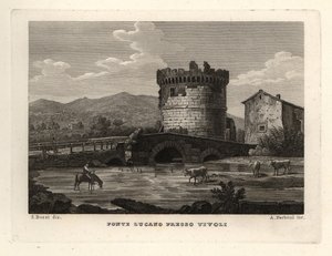 Ansicht der Ponte Lucano Brücke am Anio Fluss nahe Tivoli