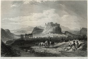 Ansicht der Stadt Athen im 19. Jahrhundert, dominiert von der Akropolis, im Buch über das Mittelmeer von Louis Enault (1824-1900), einem französischen Journalisten und Reisenden von Unbekannt