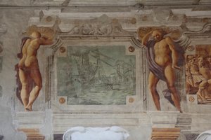 Ansicht des Freskos von Sisto Badalocchio Rosa, Bentivoglio-Palast, Gualtieri, Emilia Romagna, Italien von Unbekannter Künstler