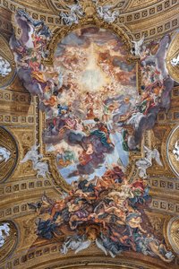 Blick auf das Gewölbe des Kirchenschiffs mit "Der Triumph im Namen Jesu", Kirche des Gesù, Rom, Italien von Unbekannter Künstler