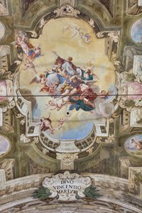 Ansicht des Gewölbes mit Fresko des Teatini-Raums, Chiesa di San Vincenzo, Piacenza, Emilia-Romagna, Italien von Unbekannter Künstler