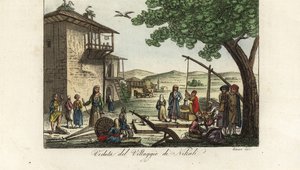 Ansicht des Dorfes Nikali, nahe Larissa, der Hauptstadt von Thessalien, Griechenland