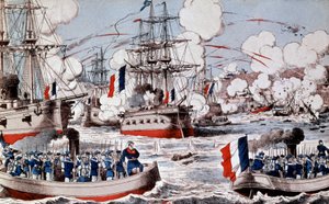 Krieg zwischen China und Frankreich (1884-1885): Zerstörung der chinesischen Flotte durch Admiral Courbet in Fou Tcheou, 23. August