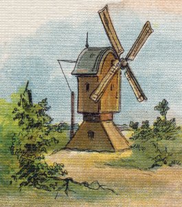 Windmühle. Gravur in "Alphabet de ma petite fille". Bernardin-Bechet und Fils, Buchhändler-Verleger, Paris, um 1895. von Unbekannt
