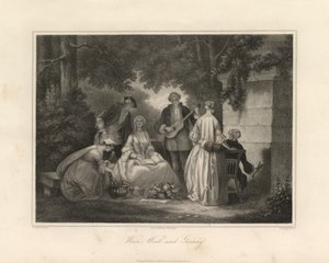 Wein, Weib und Gesang, Triest, ca. 1850 (Gravur) von Unbekannter Künstler