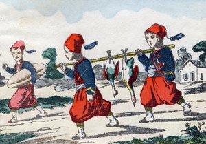 Zouaven. Gravur in "Alphabet militaire enfantin". Bildgebung von Pont-a-Mousson, um 1890. 20 Seiten. von Unbekannt