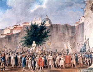 Feier unter den Ruinen der Bastille, Paris, ca. 1793 von Unbekannter Künstler