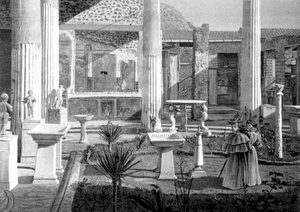 Touristen besuchen die Ruinen von Pompeji von Unbekannter Künstler